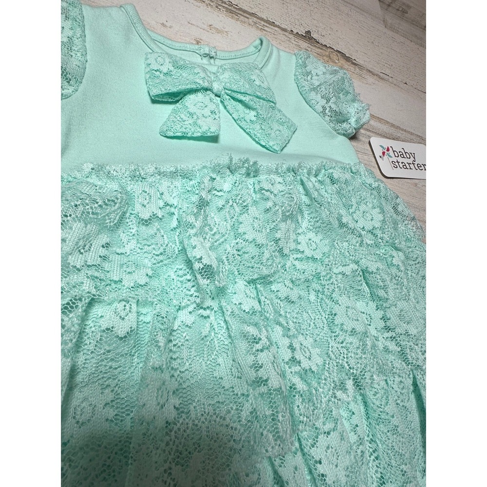 Baby Starters Tunic and Leggings Set Kids 9M Mint Green New Lace Bow Boutique - Picture 3 of 7